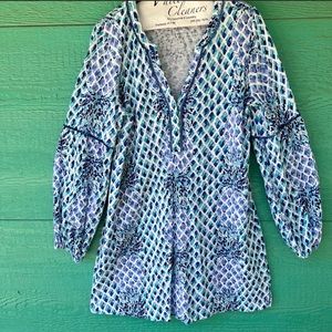 LILLY PULITZER PINEAPPLE PRINT JOY DRESS BLUE WHITE